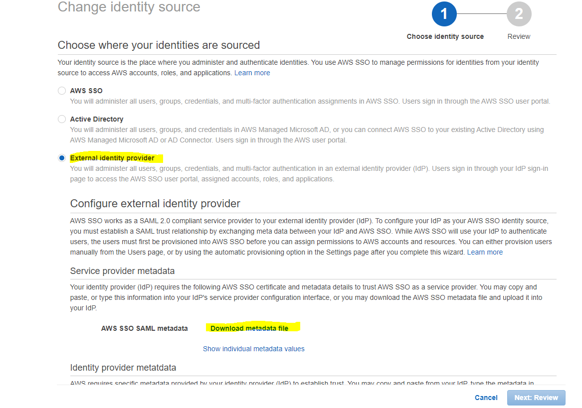 Enable SSO screen